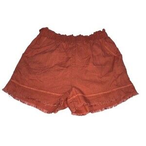 NWT ‘ NEW IN ‘ Linen Blend Lined Shorts with Pockets Raw Hem l Size LARGE | Rust